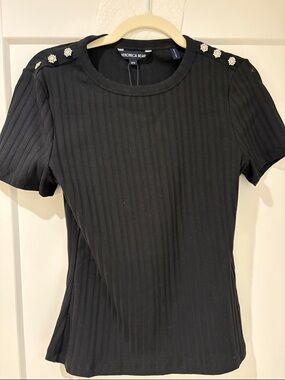 Veronica Beard “Draya” tee with rhinestone buttons